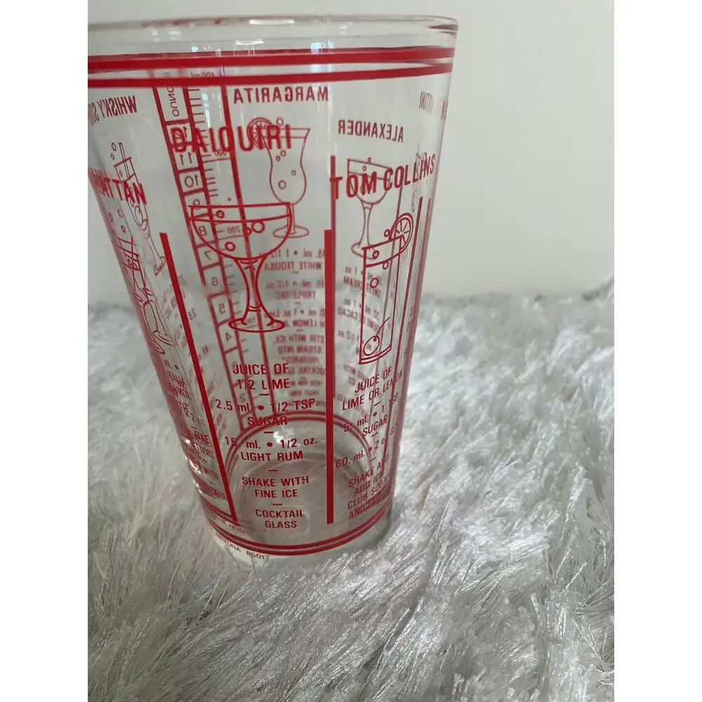 Vintage Red Libbey Cocktail Mixer Bartender Recipe Phoenixware